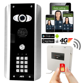 Intercom draadloos gsm AES 08/PRE2-4GE-ABK Audio + Video + codeklavier
